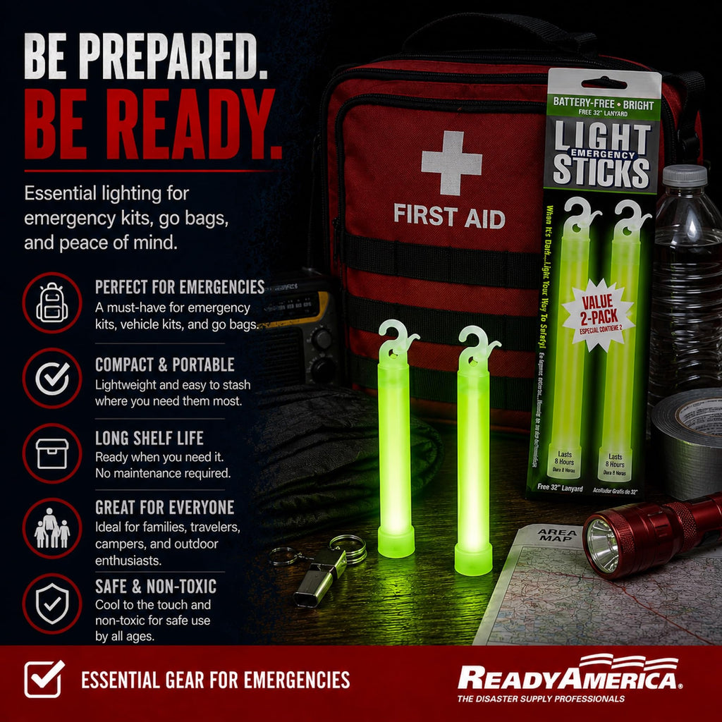 Ready America 27217 8-Hour Emergency Lightsticks, Green (2 Pack)
