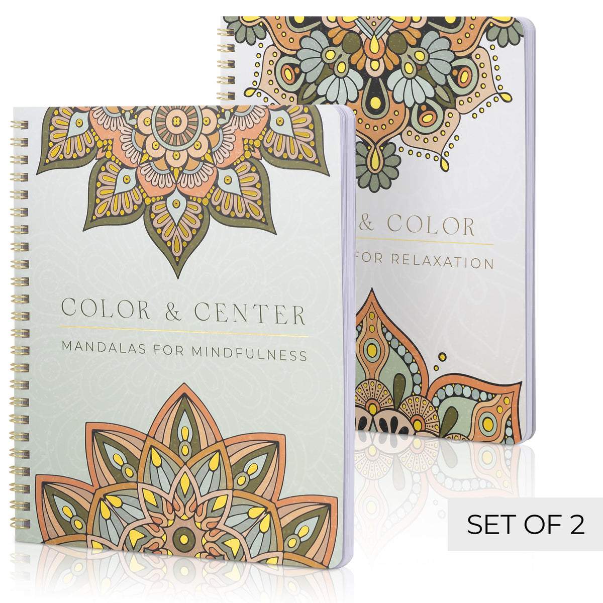 Beautiful Adult Coloring Book Set of 2 for Relaxation - Mandala Books