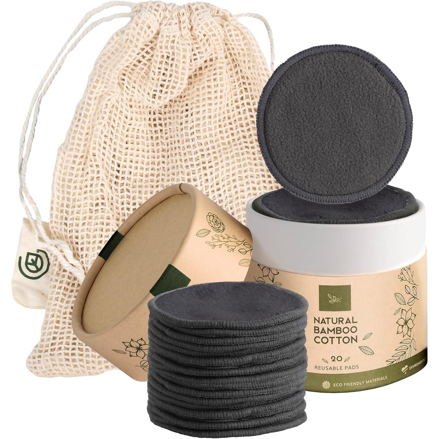 Buy now Greenzla Reusable Makeup Remover Pads (20 Pack) Washable Laundry Bag & Round Box for Storage, Reusable Bamboo Cotton Rounds for All Skin Types 20 Pack Charcoal at indiglob india