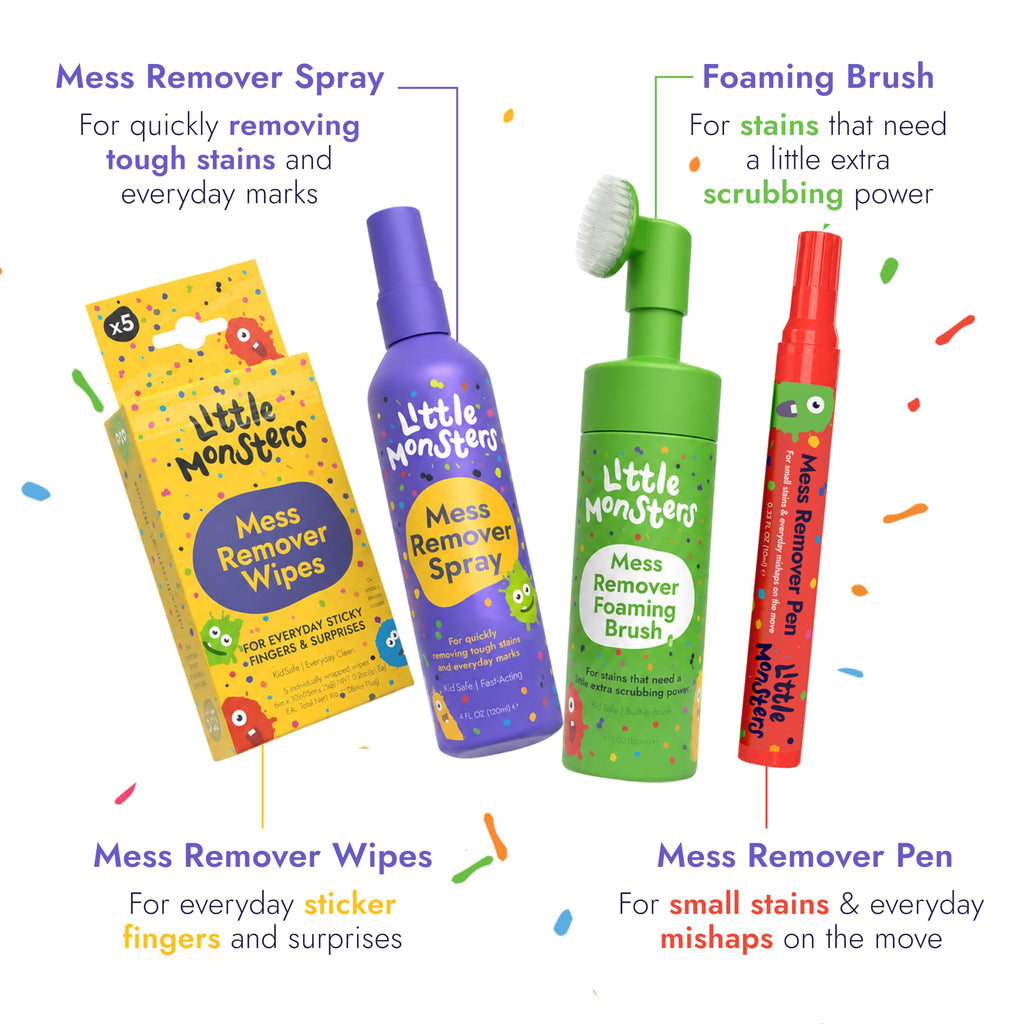 Little Monsters Mess Remover Foaming Brush, Kid-Friendly Stain Remover