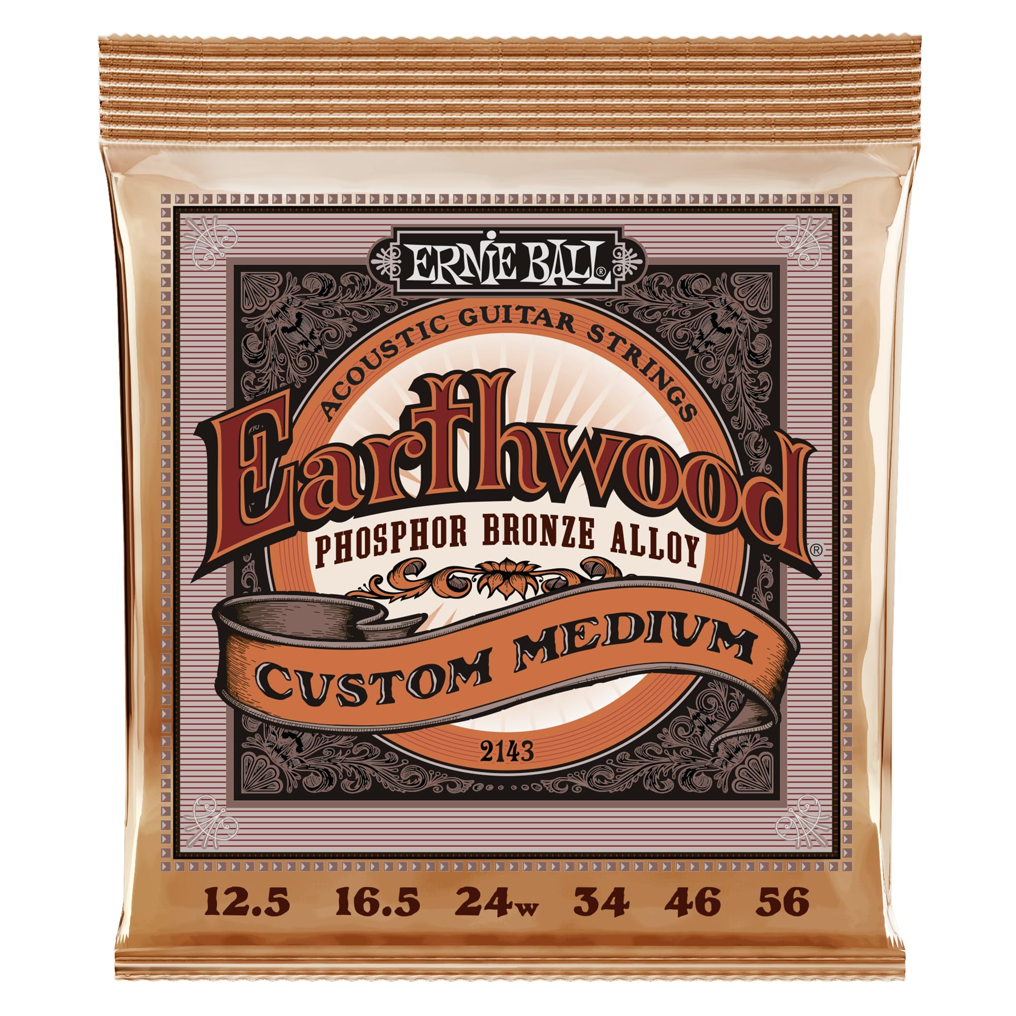 Buy now Ernie Ball Earthwood Medium Light Phosphor Bronze Acoustic Guitar Strings, 12-54 Gauge (P02146) Custom Medium (12.5-56) Single Pack at indiglob india