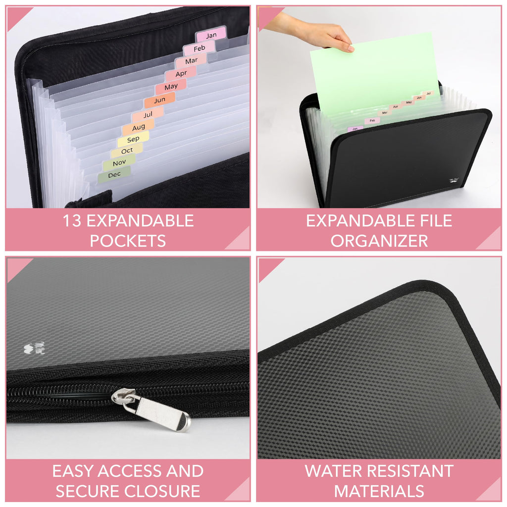 Mr. Pen- 13 Pocket Accordion File Organizer, Zipper Expanding File Folder