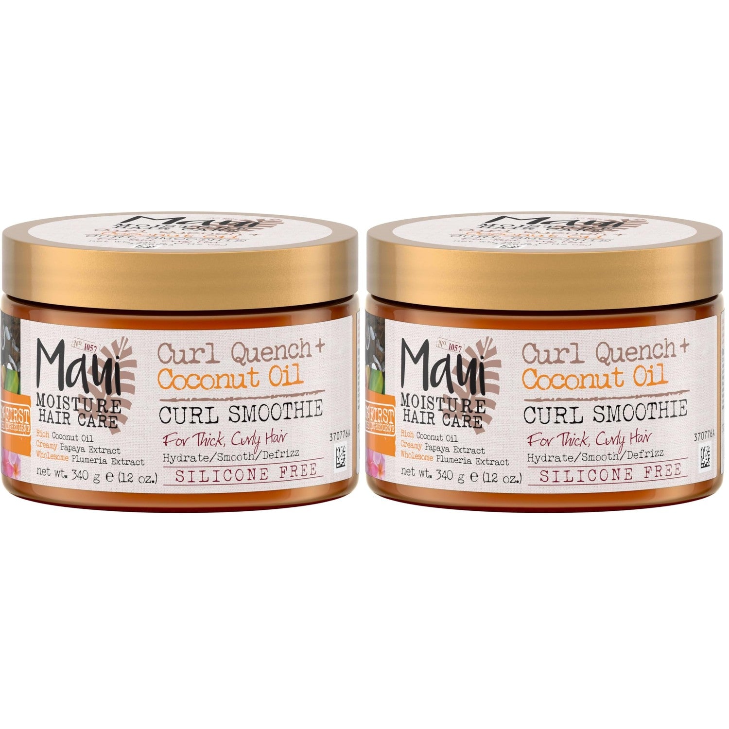 Maui Moisture Curl Quench + Coconut Oil Curl Smoothie, 12 oz | Curly Hair Styling Cream, with Coconut Oil & Papaya Butter, Helps Tame Frizz & Enhance Softness, Silicone Free
