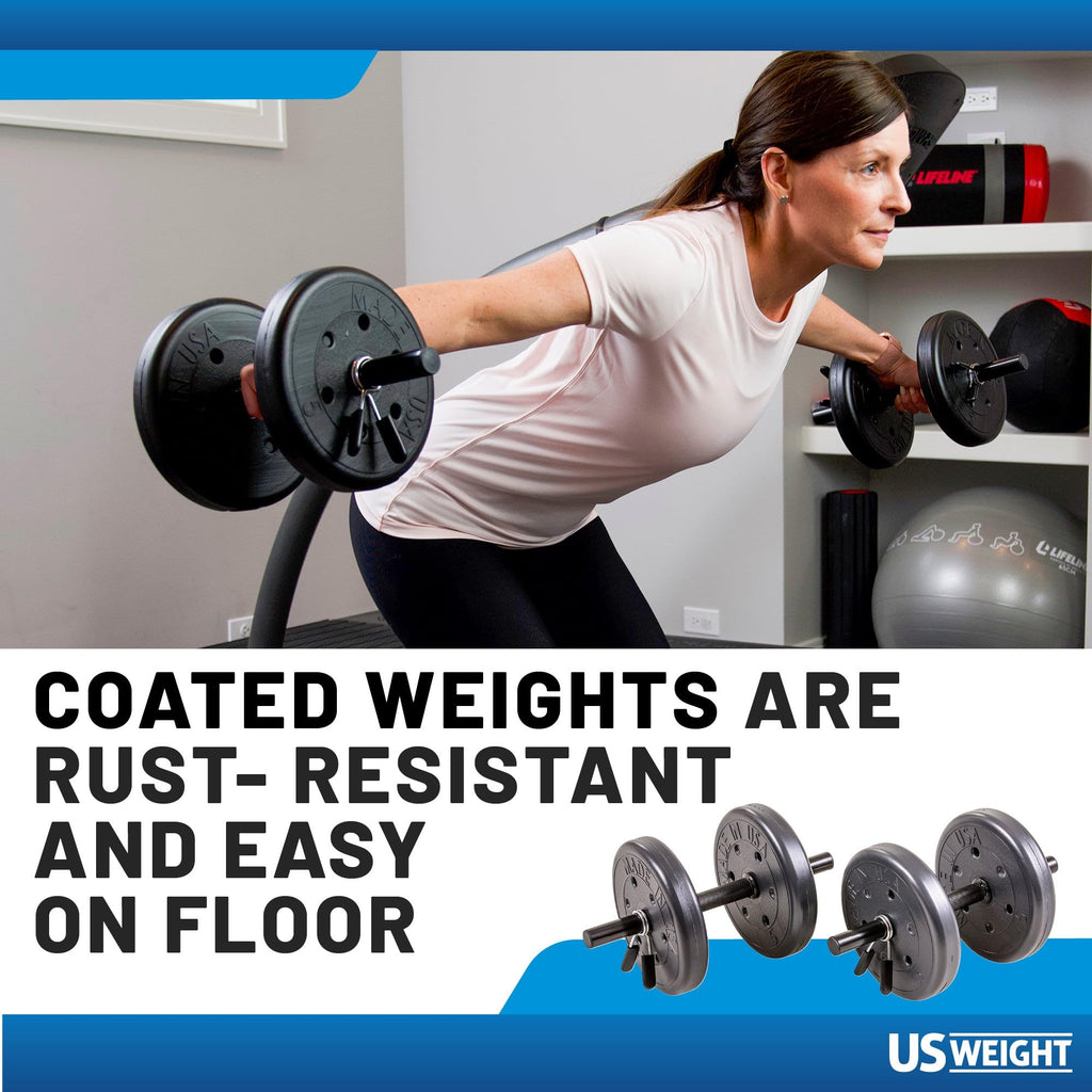US Weight 105 Pound Weight Set with Barbell - Home Gym Workout Equipment