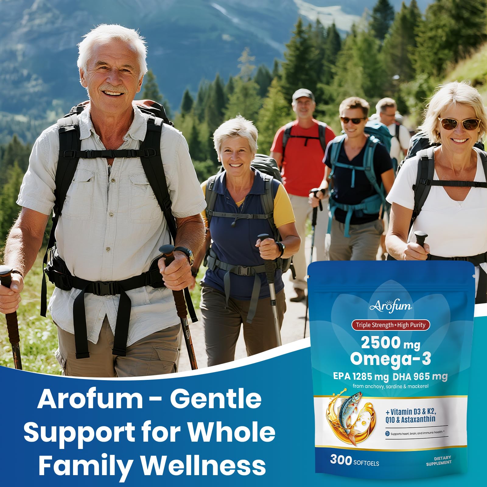 Omega 3 Fish Oil with Vitamin D3 K2 – 300 Lemon Flavored Burpless Softgels | High EPA & DHA rTG Formula with CoQ10 & Astaxanthin | Gluten-Free, Non-GMO
