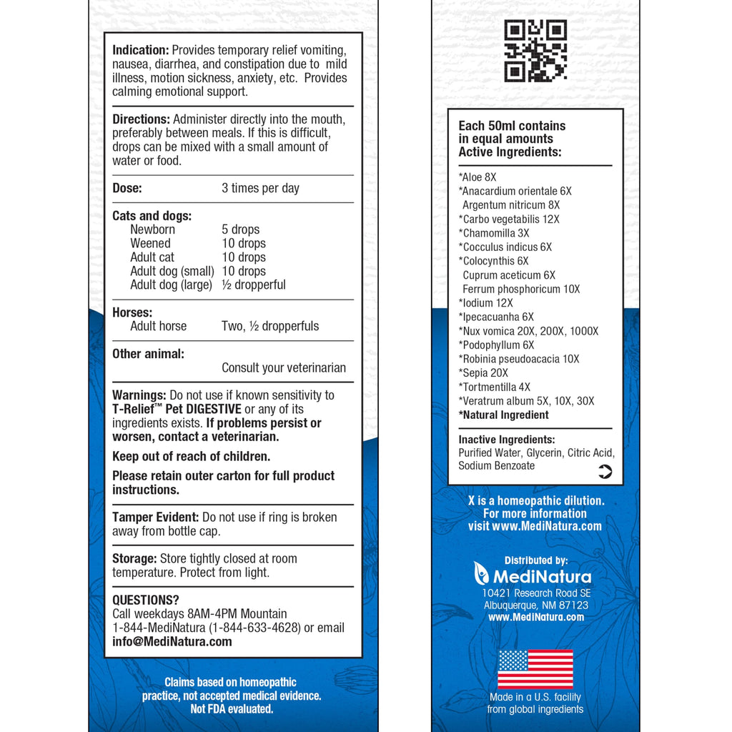 MediNatura T-Relief Pet Digestive Support Oral Drops, 1.69 oz