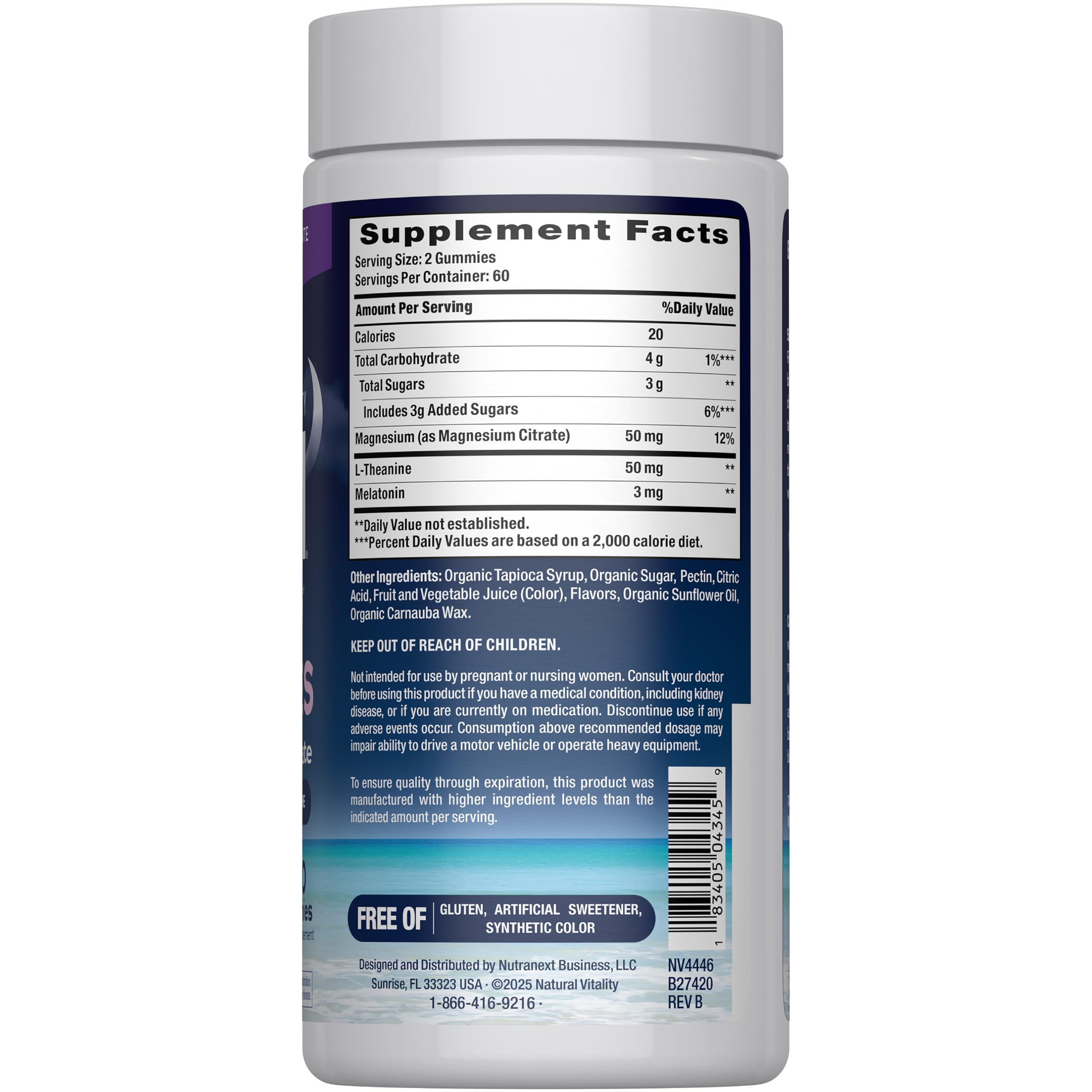 Natural Vitality Sleep Gummies | Magnesium, Melatonin & L-Theanine Formula | Blueberry Pomegranate Flavored Supplement | Vegan, Gluten Free & Non-GMO | 120 Count