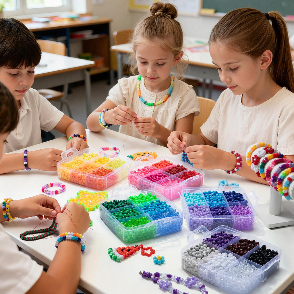 Simetufy 6000Pcs Pony Beads Bulk 30 Colors Rave Kandi Bracelet Making Kit