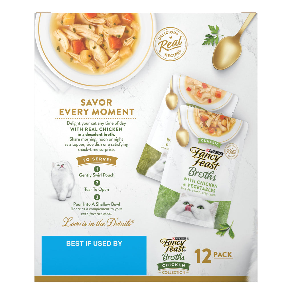 Purina Fancy Feast Broth Complement Wet Cat Food (12 Pack) 1.4 oz Pouches