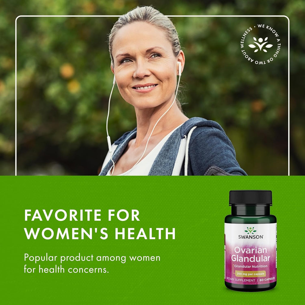 Buy now Swanson Ovarian Glandular Supplement - Women's Glandular Health and Balance Support - Premium Bovine Tissue - 60 Capsules, 250mg Each at indiglob india