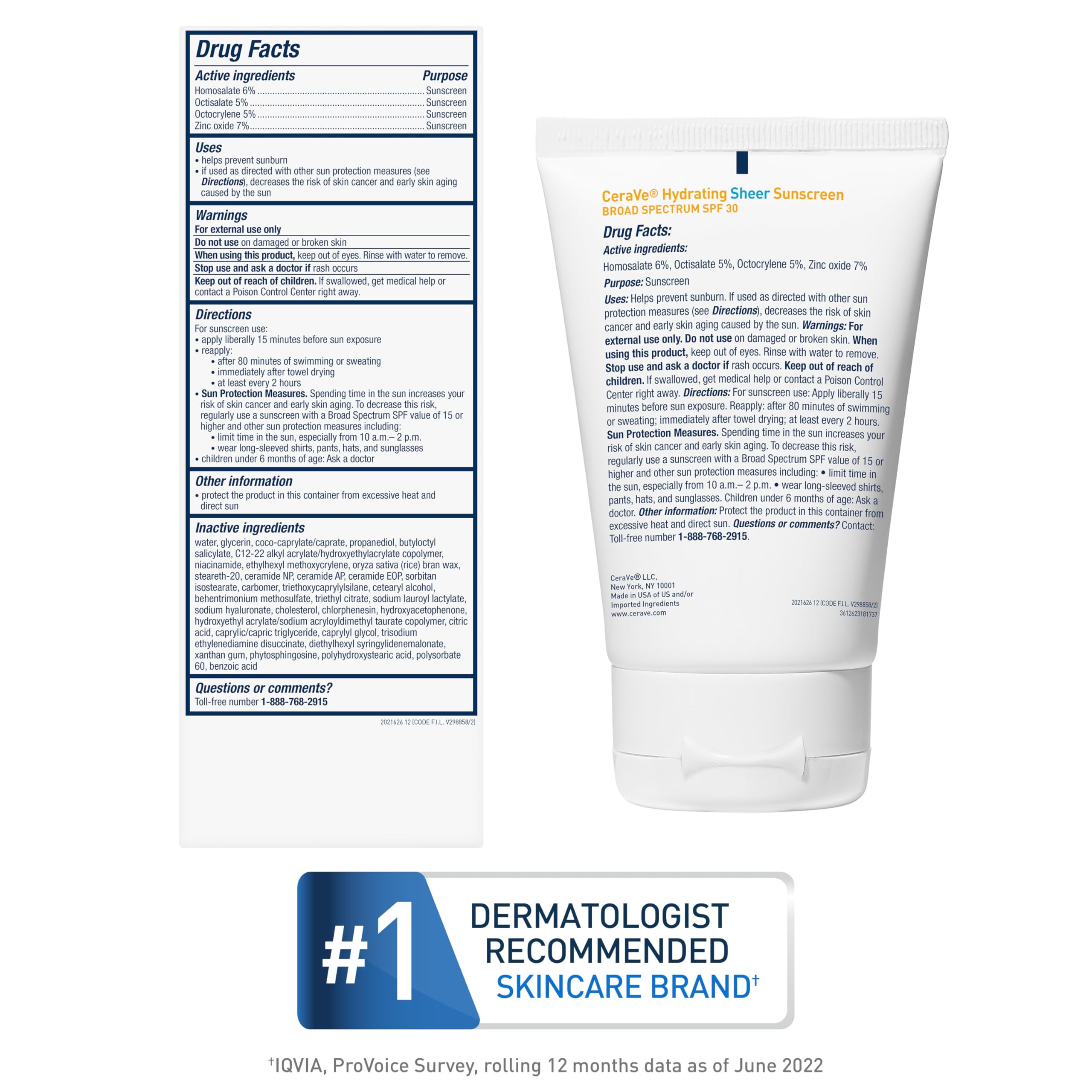 CeraVe Hydrating Sheer Sunscreen SPF 30 with Hyaluronic Acid, 3oz | Mineral and Chemical Sunscreen For Face and Body with Zinc Oxide & Ceramides, Fragrance-Free & Paraben-Free
