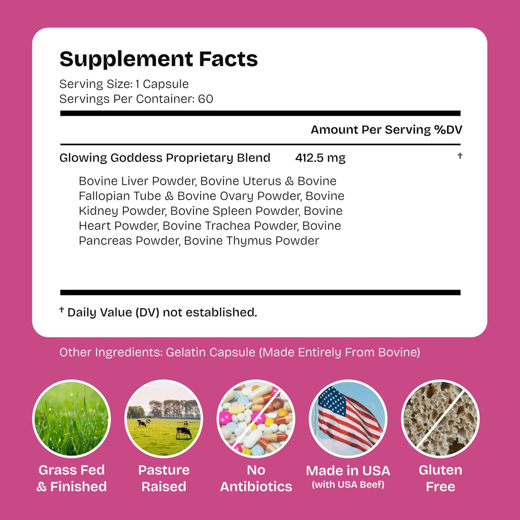 Female-Optimized Beef Organ Superfood | Made In The USA, With USA Beef | Beef Ovary, Uterus, Liver, Heart & 6 More | 100% Grass Fed & Finished, Pasture Raised Cattle | 3rd Party Tested