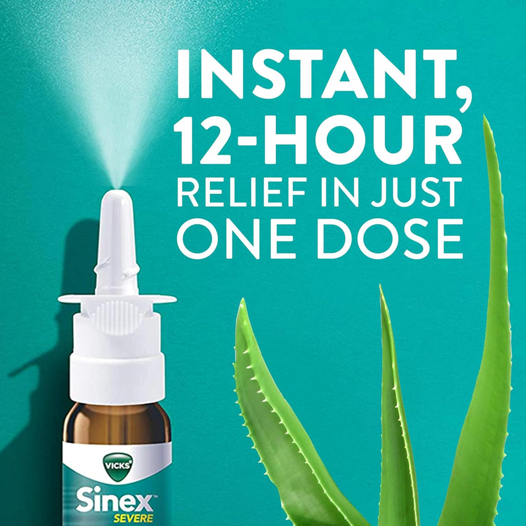 Buy now Vicks Sinex Severe Nasal Spray, Moisturizing Ultra Fine Mist with Aloe, Decongestant Medicine, Relief from Stuffy Nose Due to Cold or Allergy, Nasal Congestion & Sinus Pressure Relief, 265 Sprays x 2 at indiglob india