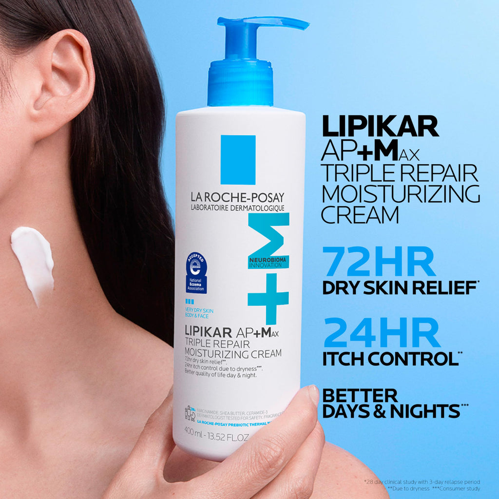 La Roche-Posay Lipikar AP+MAX Triple Repair Moisturizing Body Cream | Face & Body Lotion for Dry Skin with Shea Butter & Niacinamide | Gentle Moisturizer for Very Dry, Rough & Sensitive Skin