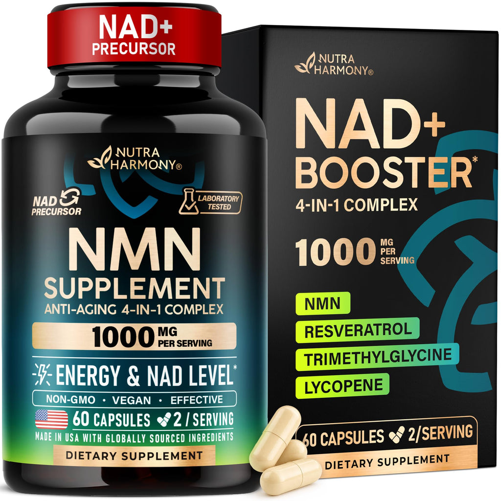 NMN Supplement - NMN w/ Resveratrol, TMG & Lycopene 1000mg - 60 Caps