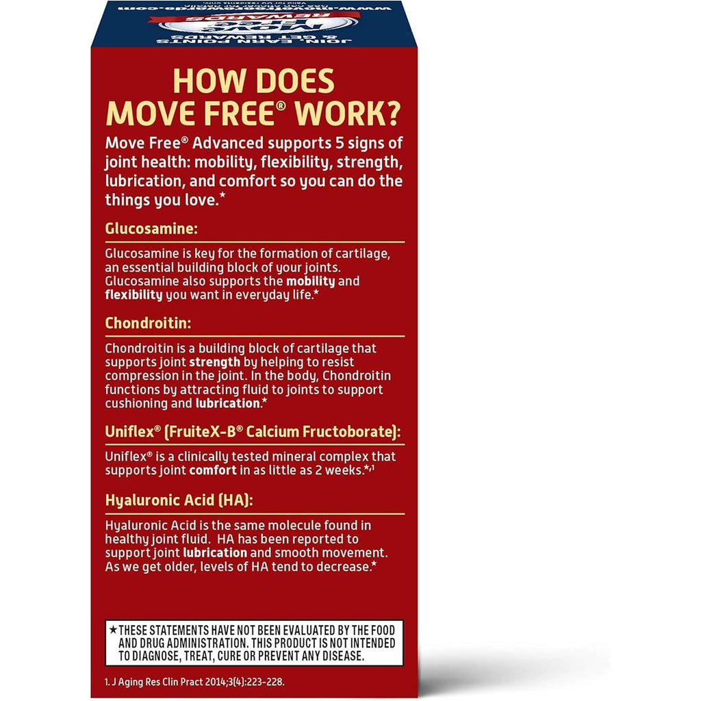 Buy now Move Free Triple Strength Glucosamine Chondroitin and Hyaluronic Acid Joint Supplement, 80 Count at indiglob india