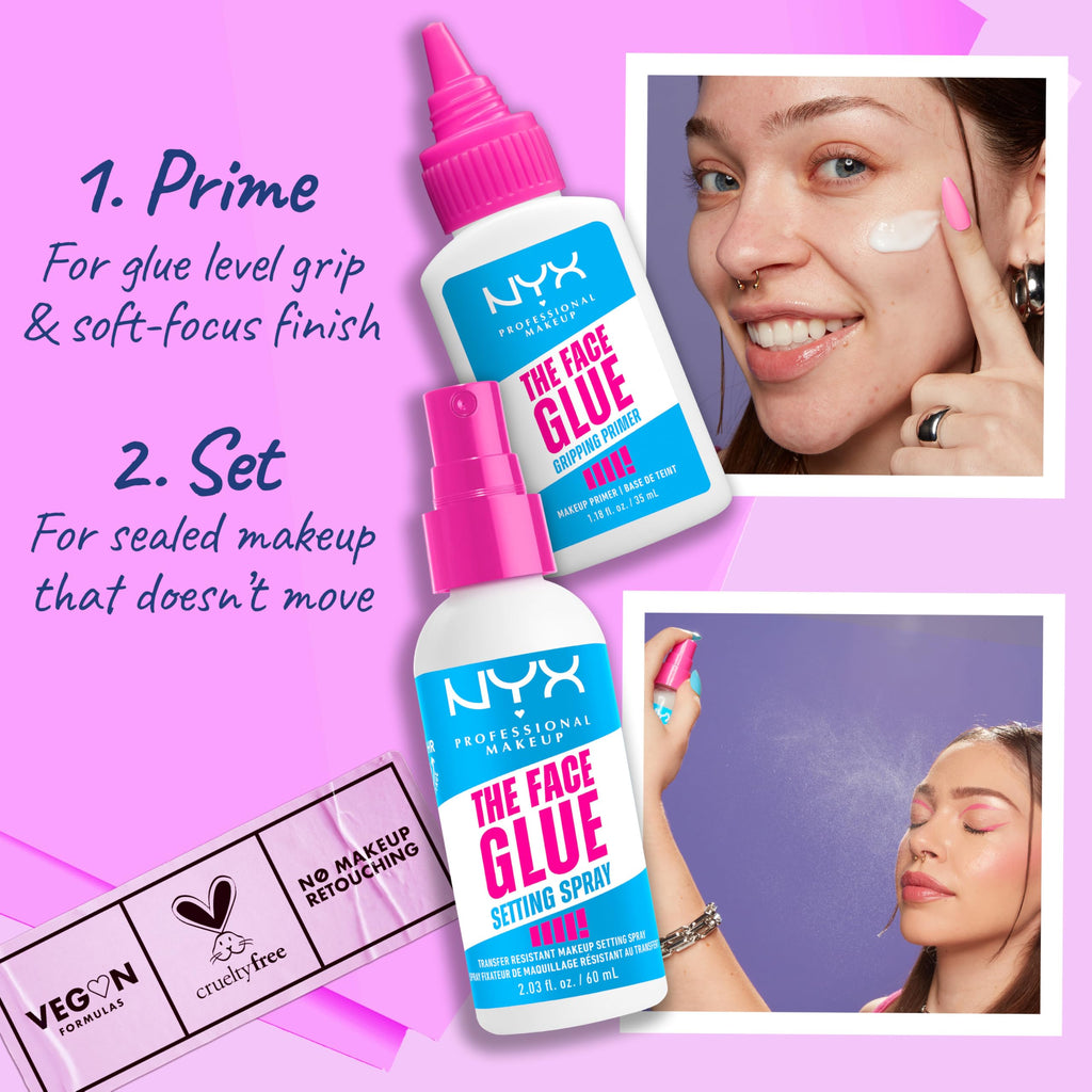 Buy now NYX PROFESSIONAL MAKEUP The Face Glue Setting Spray, Transfer-Resistant Waterproof Setting Spray, Up to 24HR Make Up Wear at indiglob india