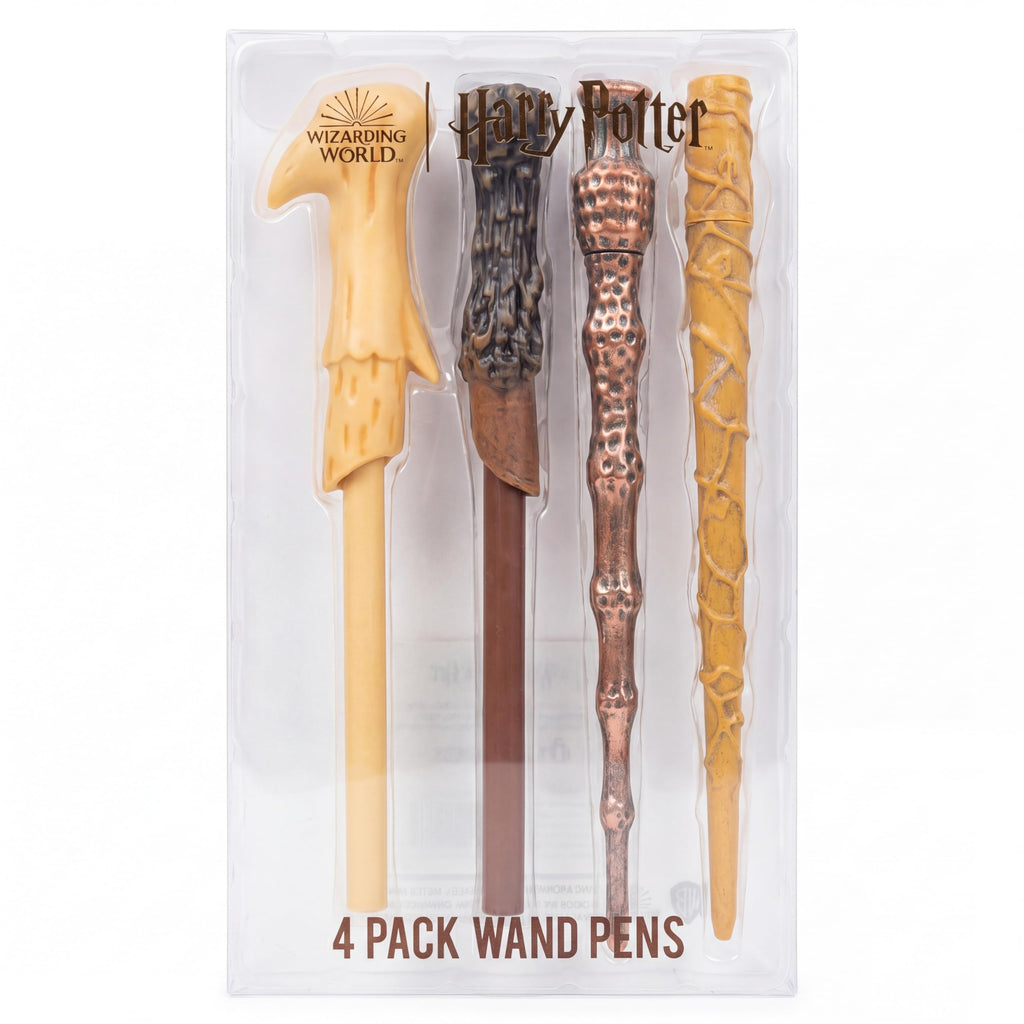 Harry Potter Wizarding World Wand Pens Set of 4 - Voldemort, Hermione, Dumbledore Wands