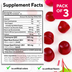 Beet Root Gummies – Beetroot Gummies with CoQ10, Grape Seed, Vitamin C, B12 & B3 – Beets Gummies for Circulation, Energy & Immune Support – 60 Beets Chews – Pack of 3
