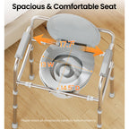 soundfuse 3 in 1 Bedside Commode Toilet for Seniors, Sturdy Dual-Crossbar