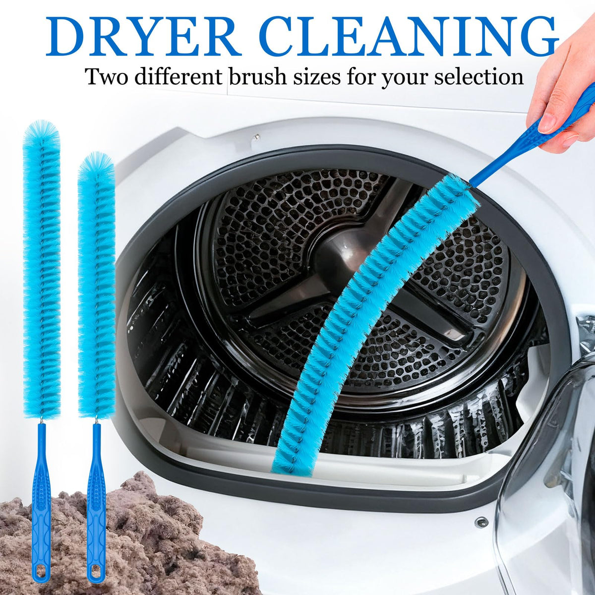 Drain Brush，Dryer Vent Cleaner Kit，Refrigerator Coil Cleaning Brush，Includes Dryer Vent Brush, lint Brush for Dryer, Drain Cleaning Brush, and Appliance Brush Set for All Your Home Cleaning Needs