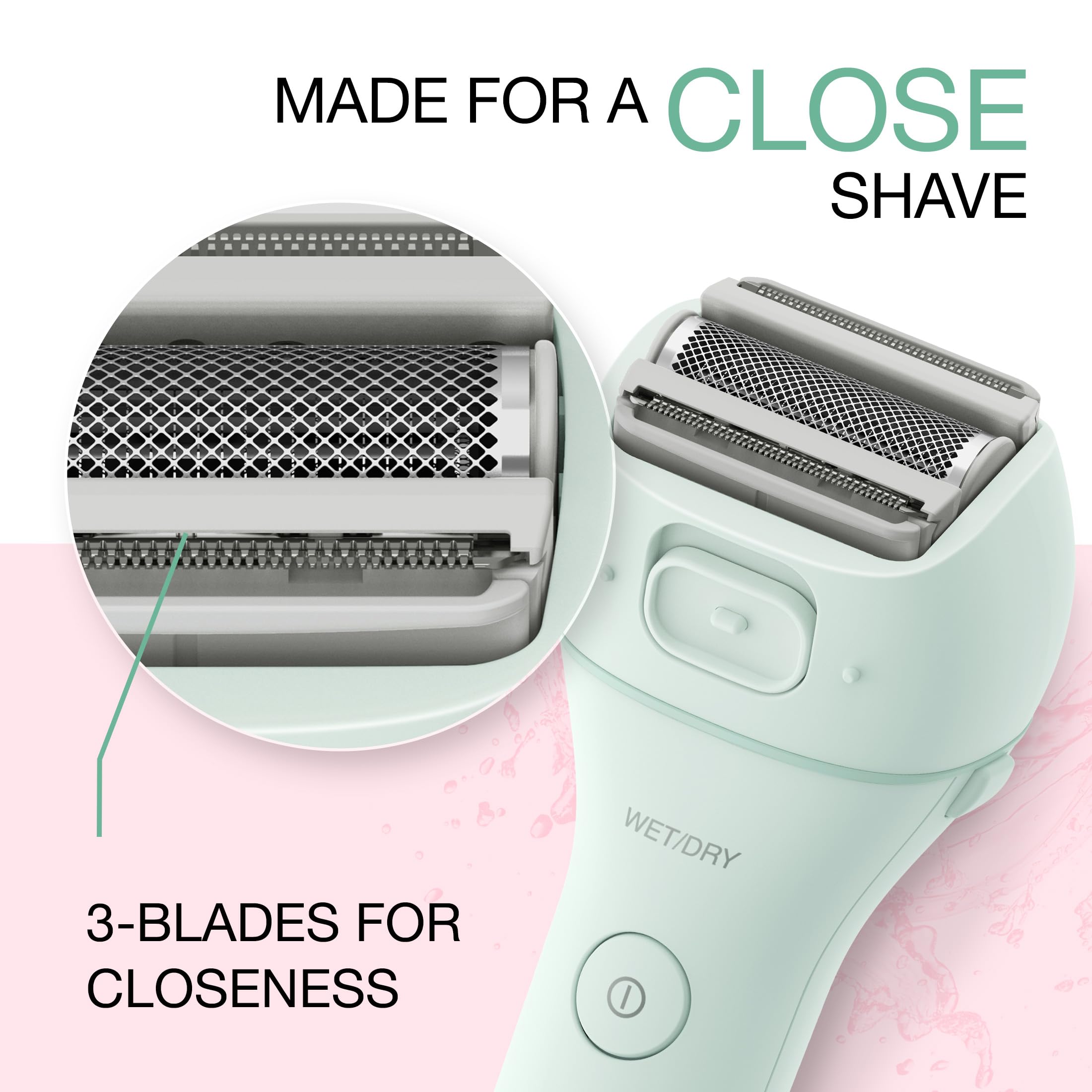 Panasonic Electric Bikini Trimmer, Waterproof Full-Body Cordless Electric Razors for Women Legs with Bikini Attachments, 3 Hypoallergenic Blades, for Travel, Shower, and Everyday Use - ES-AWL6AG