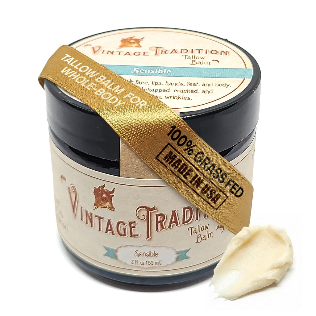 Buy now Vintage Tradition Beef Tallow All Purpose Balm - Healing, Hydrating Weather-Protecting Skin Care Salve Replaces Body Lotion, Hand Cream, More - Essential Oil, Olive Oil, and Grass-Fed Tallow, 2 fl oz. at indiglob india