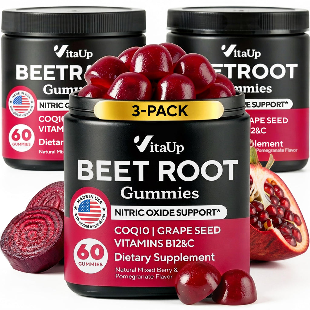 Beet Root Gummies – Beetroot Gummies with CoQ10, Grape Seed, Vitamin C, B12 & B3 – Beets Gummies for Circulation, Energy & Immune Support – 60 Beets Chews – Pack of 3