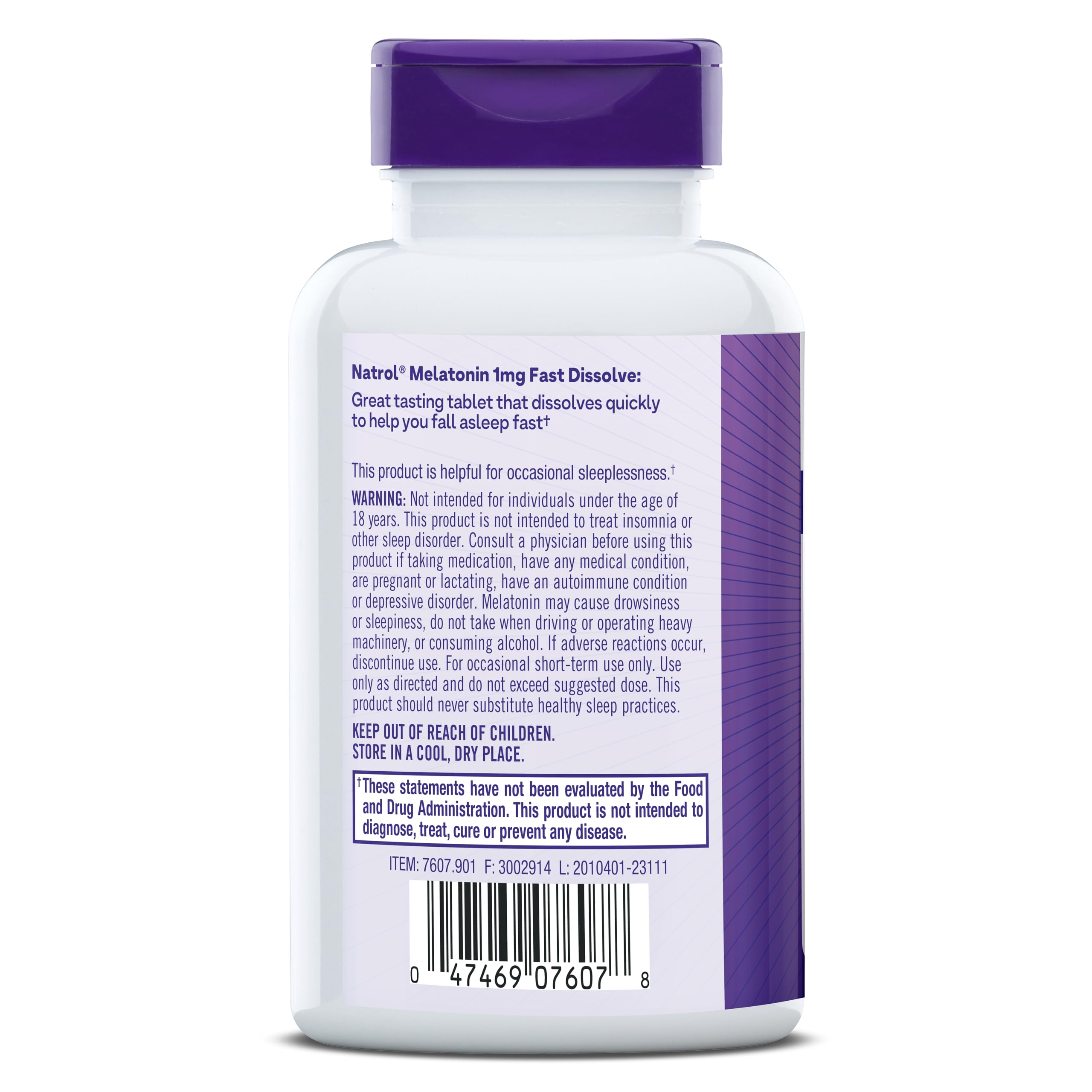 Natrol Melatonin 1 mg Fast Dissolve Tablets, Strawberry, 200 Count | Nighttime Sleep-Aid for Adults, 100% Drug-Free, Non-Habit Forming, For Occasional Sleeplessness, Supports Circadian Rhythm
