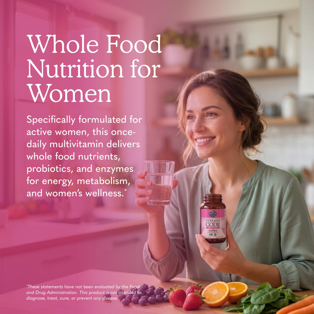 Garden of Life Vitamin Code Raw One for Women, Once Daily Women's Multivitamin - 75 Capsules, One a Day Vitamins Whole Food Iron, Probiotics for Digestive Health, Gluten Free Vegetarian