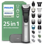 Norelco Philips All-in-One 9000 23-in-1 Trimmer, Face, Hair & Body, Steel | Beard Styler, Nose, Detail Trimmer, Body Shaver, Hair Clipper, Steel Blades, 29 lengths, 6-Hr Runtime, Showerproof, MG9575/49