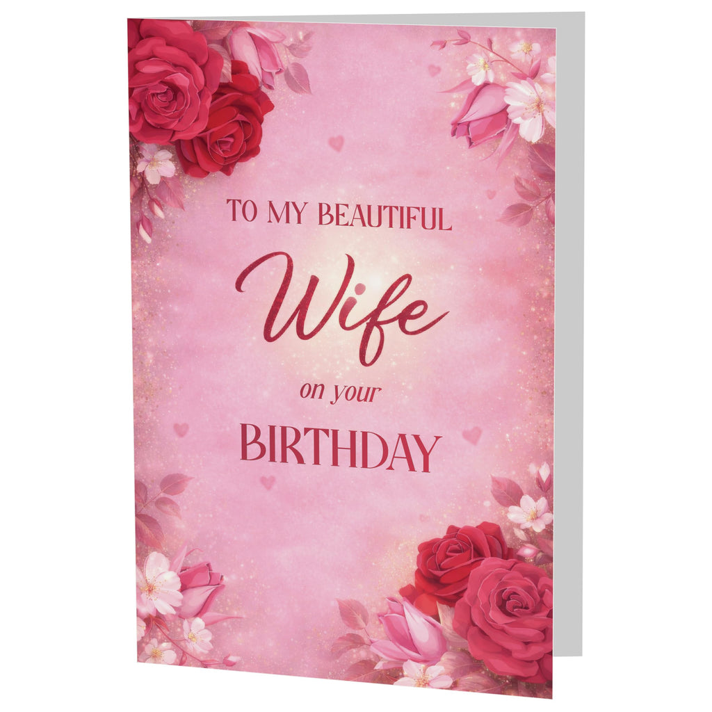 Wife Birthday Card With Printed Verse Premium A5 Size UK Made