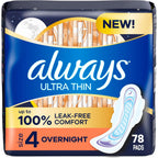 Buy now Always Ultra Thin Overnight Pads with Wings, Size 4, Overnight, 78 Count (3 Packs of 26) at indiglob india