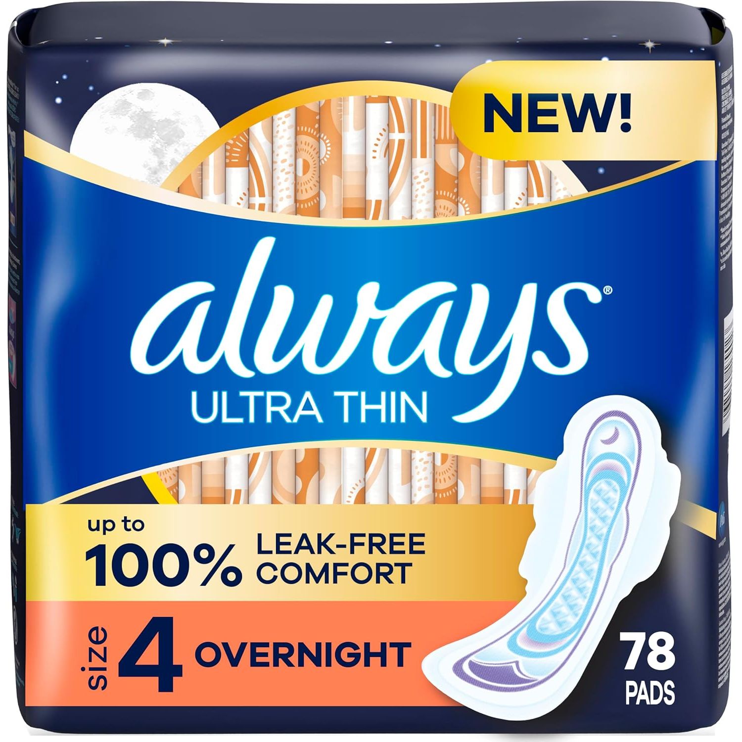 Buy now Always Ultra Thin Overnight Pads with Wings, Size 4, Overnight, 78 Count (3 Packs of 26) at indiglob india