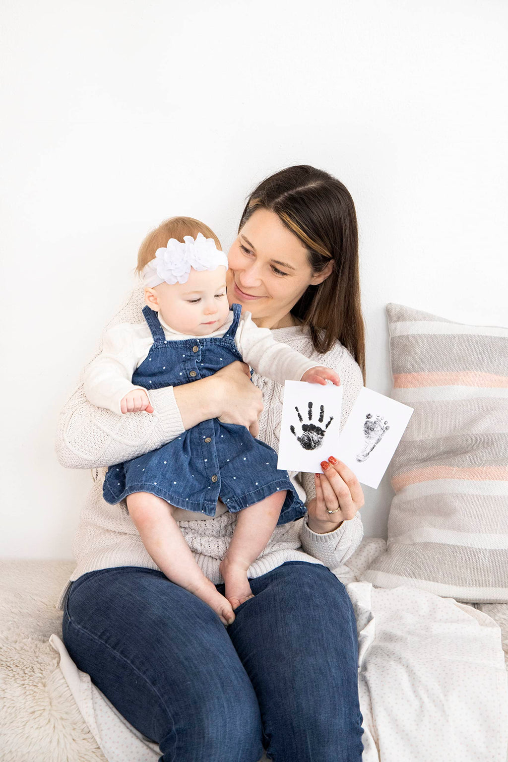 Buy now Pearhead Newborn Baby Handprint and Footprint Kit - No Mess Clean-Touch Ink Pad With Impression Cards, Safe for Skin, Perfect Keepsake for Family, Acid-Free, Black at indiglob india