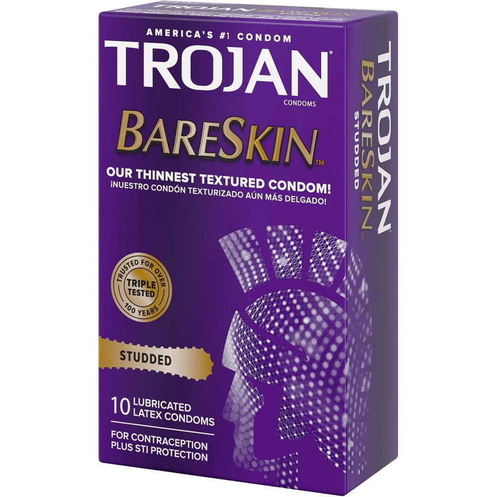 Buy now Trojan Studded Bareskin Lubricated Condoms - 10 Count at indiglob india