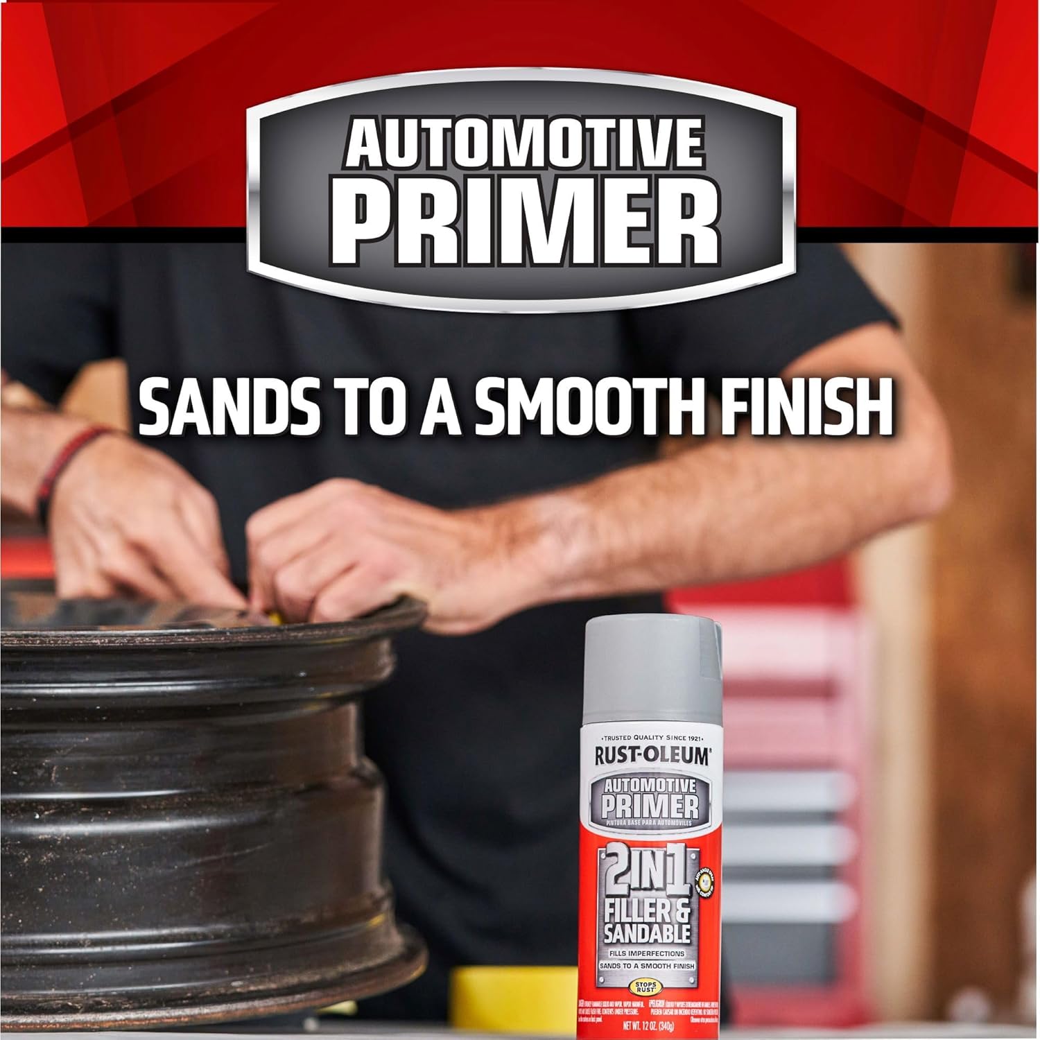Buy now Rust-Oleum 260510 Stops Rust Automotive 2-in-1 Filler & Sandable Primer Spray, 12 oz, Gray at indiglob india