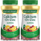 Nature's Bounty Calcium + D3 + Zinc Gummies, 500mg, 70ct | Orange & Cherry, Supports Strong Bones & Teeth, Healthy Immune System