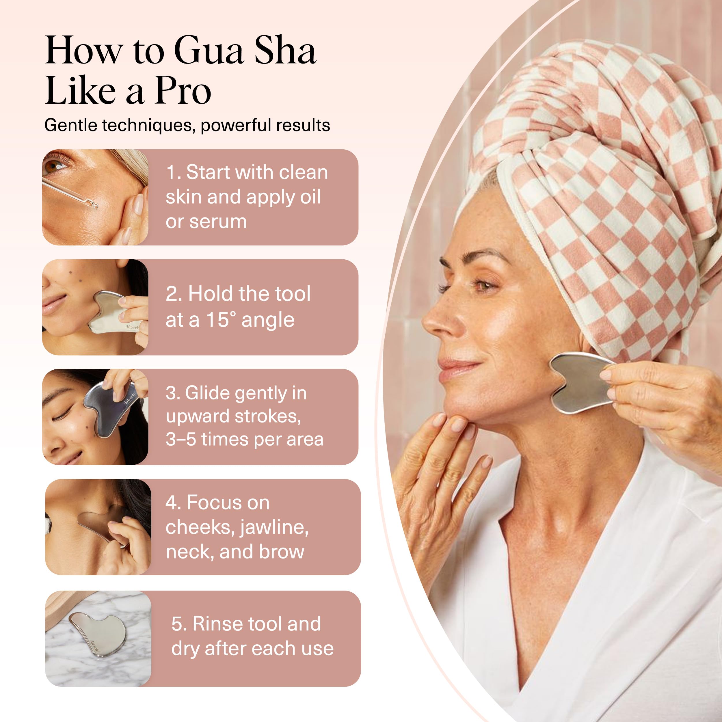 Buy now Kitsch Stainless Steel Gua Sha Facial Tools - Guasha Tool for Face, Face Sculpting Tool, Jawline Shaper, Double Chin Reducer, Body Gua Sha Tools, Lymphatic Drainage Massager, Facial Skin Care - Silver at indiglob india