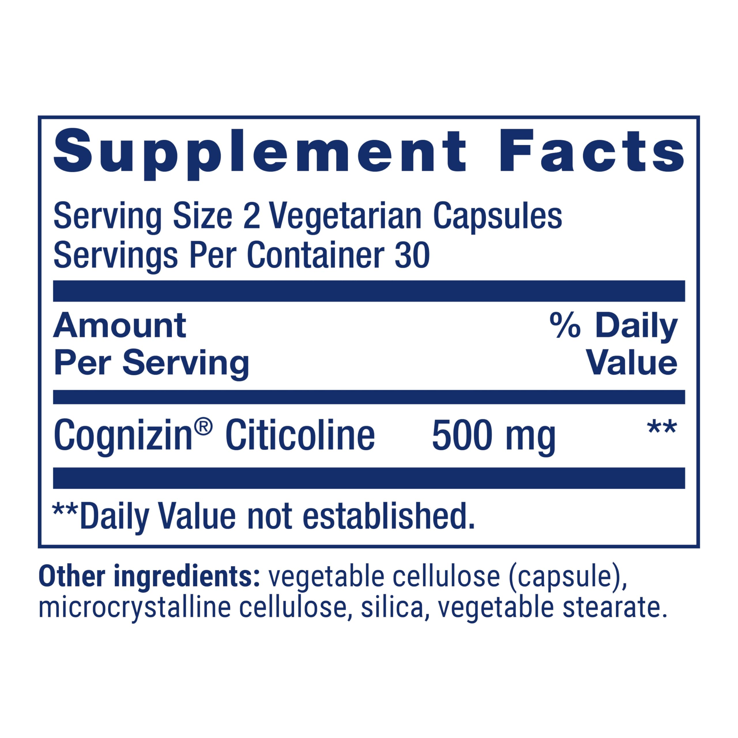 Life Extension Citicoline (CDP-Choline), 60 Capsules | Brain Supplement for Memory, Focus, Attention & Brain Energy, Gluten-Free, Non-GMO & Vegetarian
