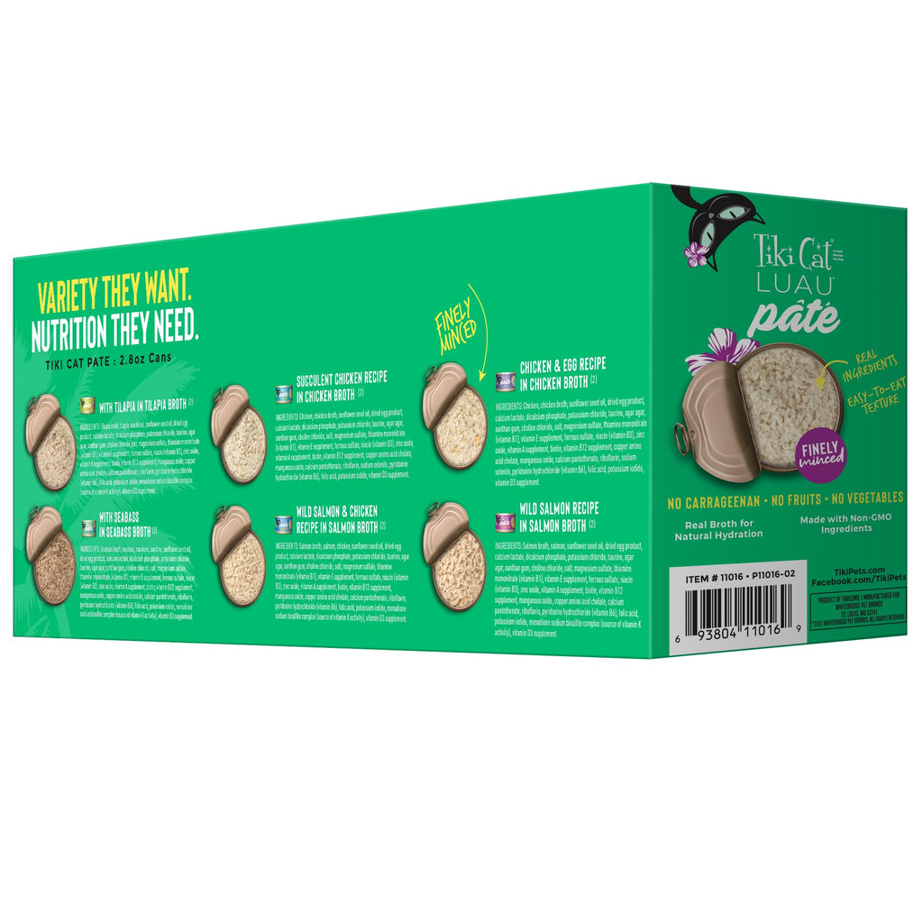 Tiki Cat Luau Pâté Wet Cat Food, Variety Pack, 2.8 oz. Cans (12 Count)