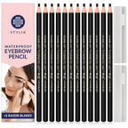 Buy now Stylia Waterproof Eyebrow Pencils For Women â€“ Long-Lasting Microblading Supplies Brow Pencil, Perfect for Eyebrow Shaper, Filling & Defining Natural-Looking Brow - (12PC Black) at indiglob india