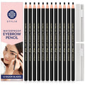 Buy now Stylia Waterproof Eyebrow Pencils For Women â€“ Long-Lasting Microblading Supplies Brow Pencil, Perfect for Eyebrow Shaper, Filling & Defining Natural-Looking Brow - (12PC Black) Black at indiglob india
