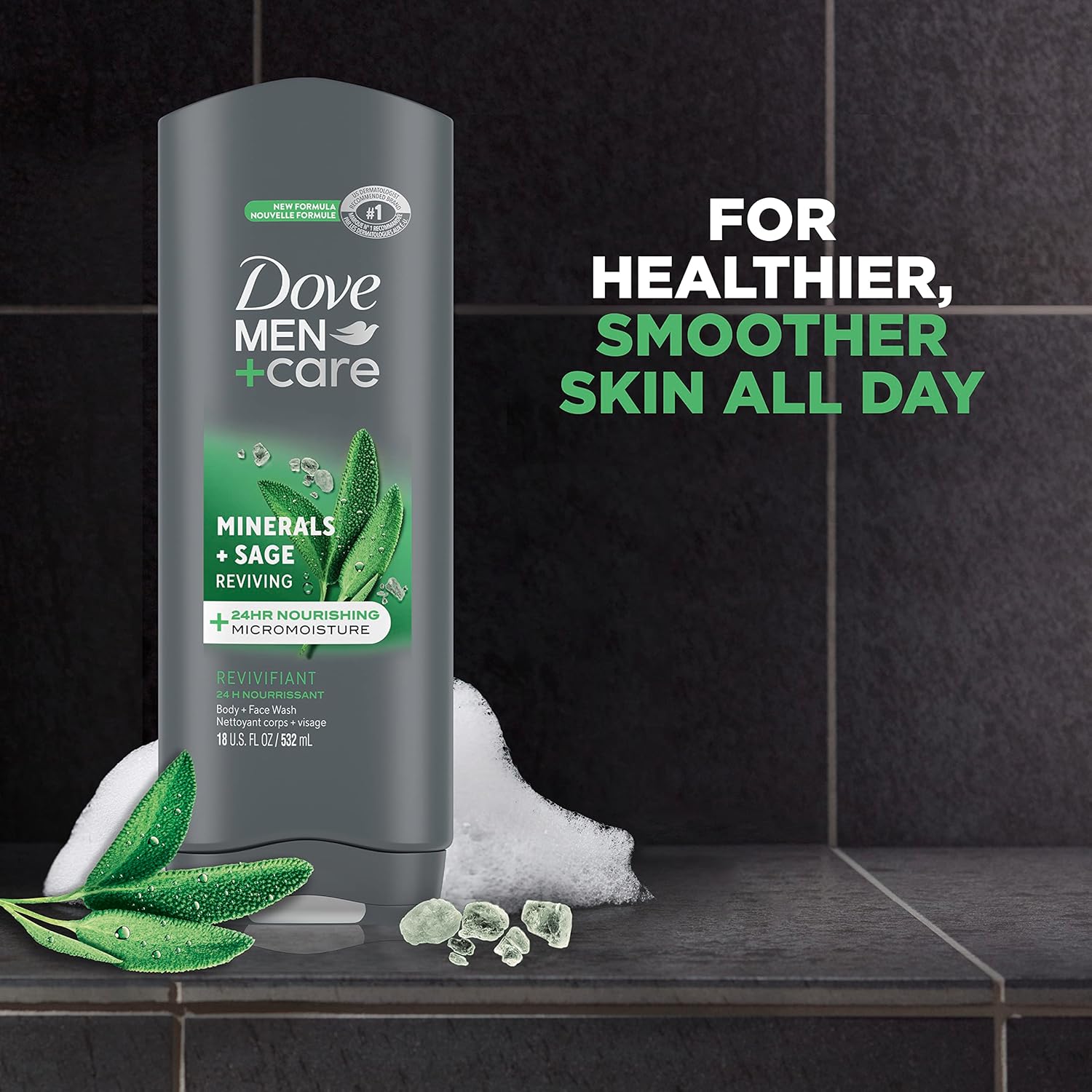 Buy now Dove Body and Face Wash Reviving Minerals + Sage Body Wash for Men with 24-Hour Nourishing Micromoisture Technology, 18 oz at indiglob india