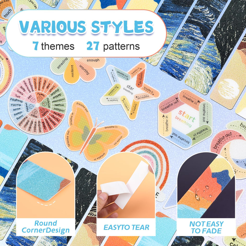 102 Pieces Sensory Stickers for Calm, 2 Texture Styles, Anxiety Relief