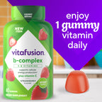 Vitafusion Vitamin B Complex for Women and Men | 60 Gummies | with Niacin, C, and Folate | Strawberry Flavor | Gluten Free Adult Gummy Supplement