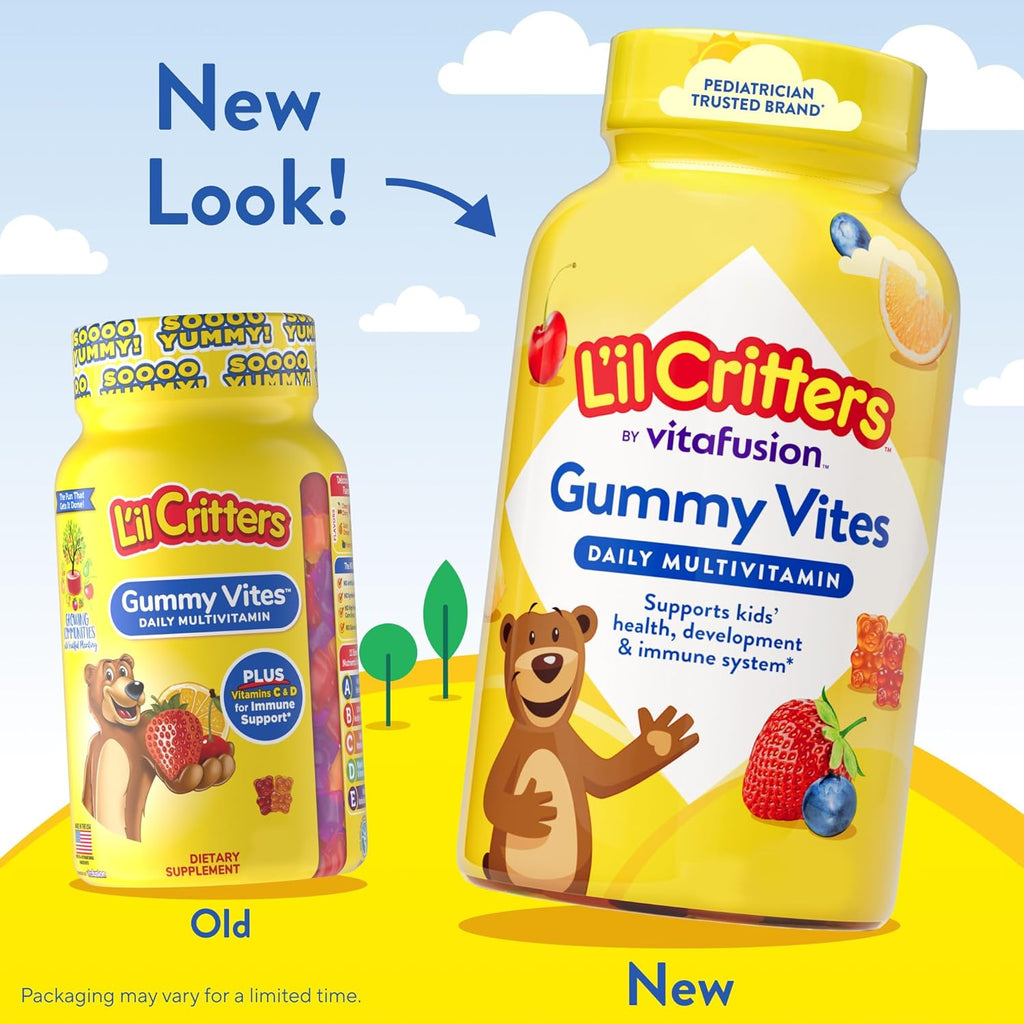 Buy now L'il Critters Gummy Vites Daily Kids Multivitamins Assorted Fruit Flavors for Ages 2+ Toddlers & Kids, Gummy Vitamin with Vitamin C and D, 95-190 Day Supply, 190 Gummies at indiglob india