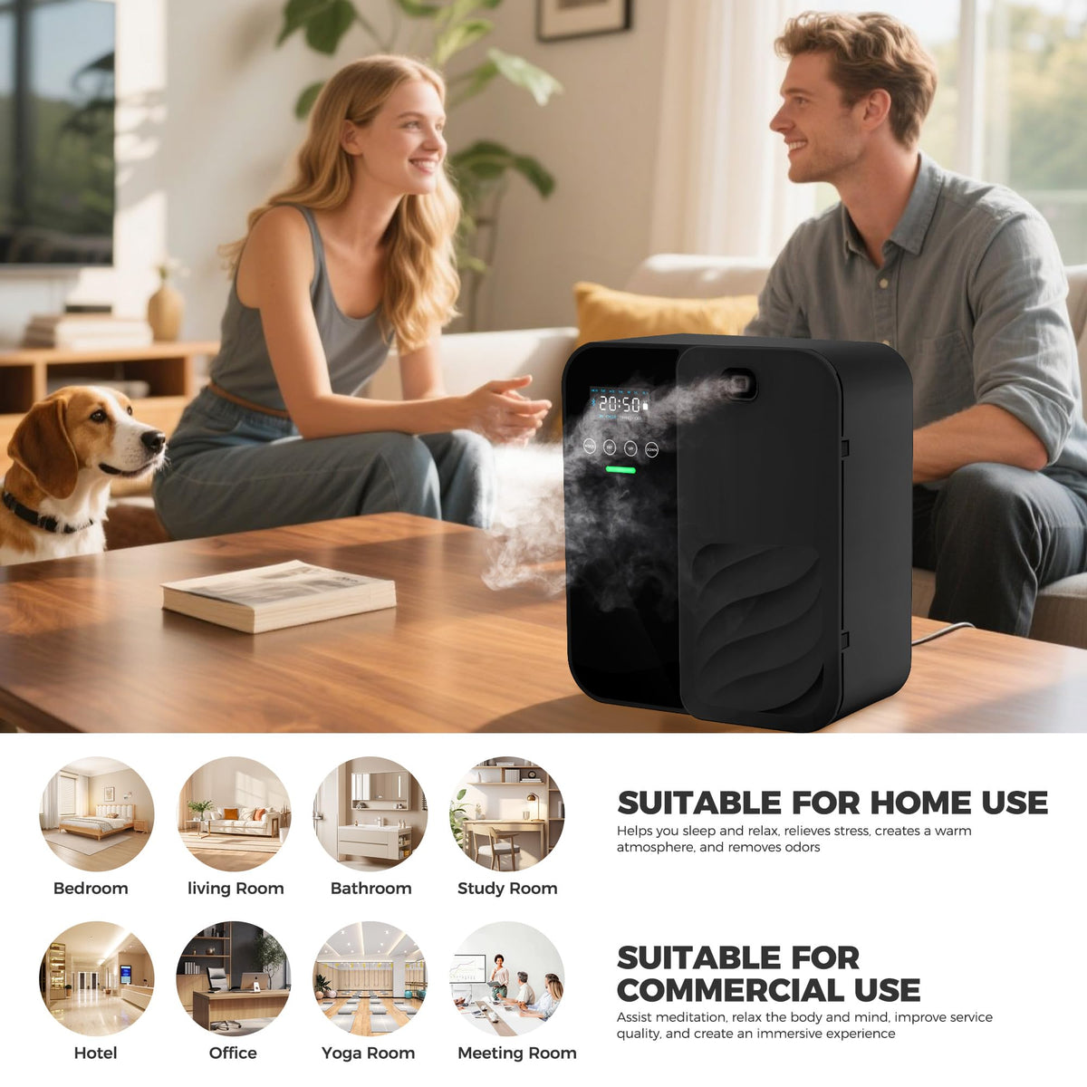 Hotel Scent Diffuser, House Scent Machine, 5000 Sq.Ft of Coverage, 500ml Large Capacity Aromatherapy Machine, Scent Diffusers for Home Large Room, Office Waterless Essential Oil Diffuser