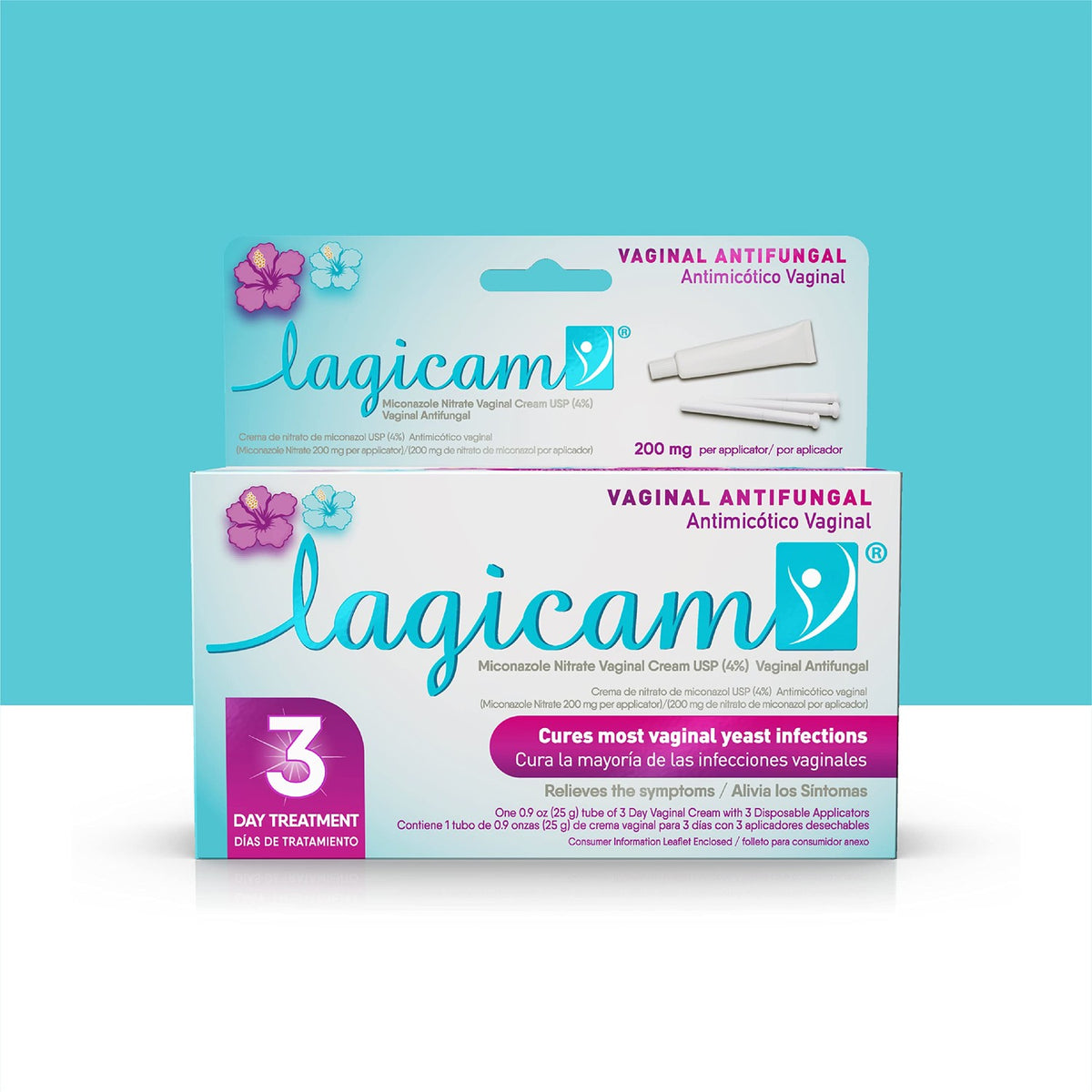 Lagicam V 3 Day Yeast Infection Treatment for Woman, 3 Applicators & Cream