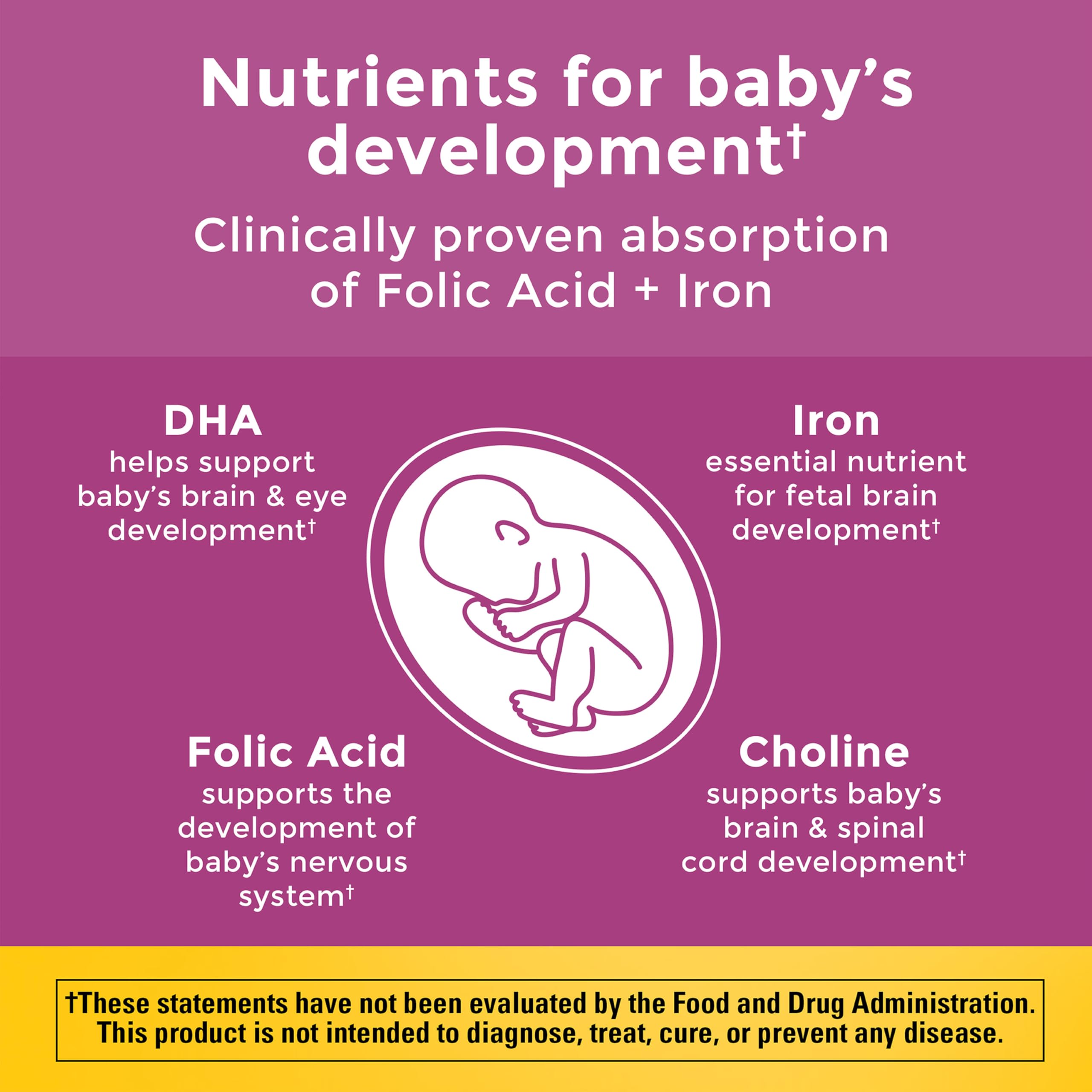 Nature Made Prenatal Vitamin Softgels + Choline Capsules, 60 Count of Each | Prenatal Vitamins for Women, 60 Multi Prenatal Softgels with Folic Acid & DHA + 60 Choline Supplement Capsules, 60 Day Supply